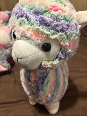 Plush Rainbow Striped Alpaca Stuffed Animal